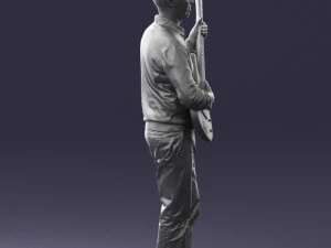 male guitarist in shiny pants 0382 3D Model