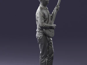 male guitarist in shiny pants 0382 3D Model
