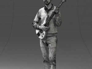 male guitarist in shiny pants 0382 3D Model