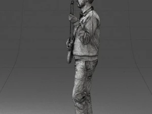male guitarist in shiny pants 0382 3D Model