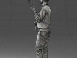 male guitarist in shiny pants 0382 3D Model