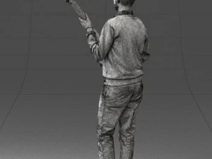 male guitarist in shiny pants 0382 3D Model