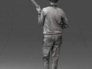 male guitarist in shiny pants 0382 3D Model