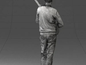 male guitarist in shiny pants 0382 3D Model