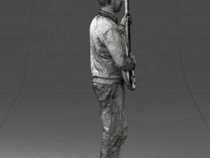 male guitarist in shiny pants 0382 3D Model