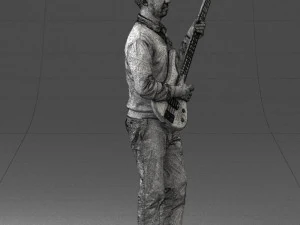 male guitarist in shiny pants 0382 3D Model