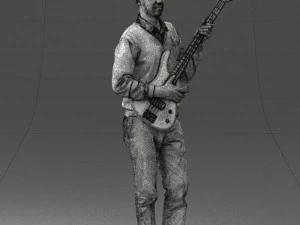 male guitarist in shiny pants 0382 3D Model