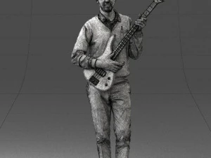 male guitarist in shiny pants 0382 3D Model