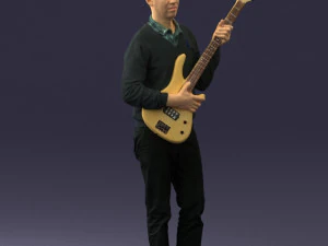 male guitarist in shiny pants 0382 3d print ready 3D Print Model