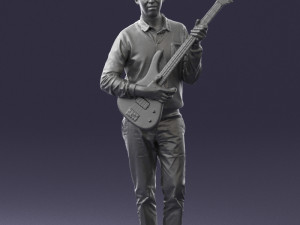 male guitarist in shiny pants 0382 3d print ready Modelo de Impressão 3D