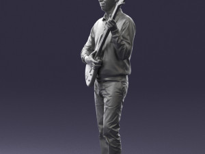 male guitarist in shiny pants 0382 3d print ready Modelo de Impressão 3D