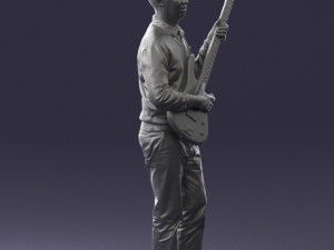 male guitarist in shiny pants 0382 3d print ready Modelo de Impressão 3D