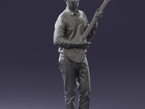male guitarist in shiny pants 0382 3d print ready Modelo de Impressão 3D