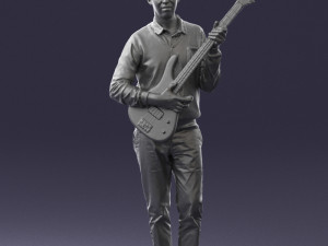 male guitarist in shiny pants 0382 3d print ready Modelo de Impressão 3D