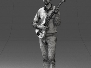 male guitarist in shiny pants 0382 3d print ready Modelo de Impressão 3D