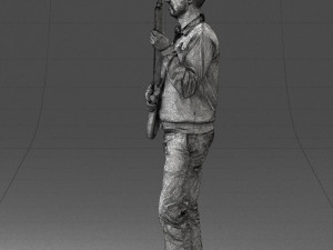 male guitarist in shiny pants 0382 3d print ready Modelo de Impressão 3D