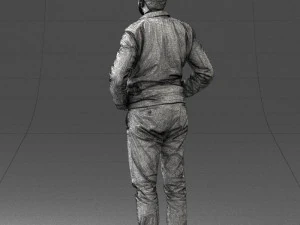 man in dark blue tracksuit 0379 3D Model