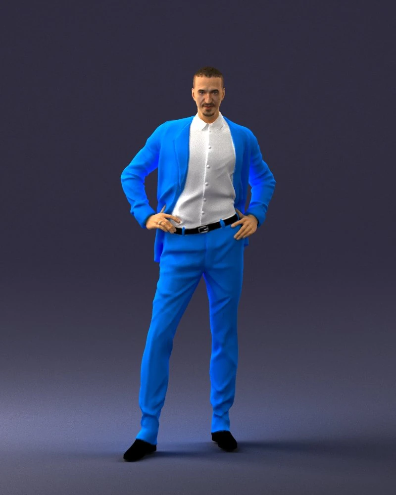 man in blue suit 0375 3D Model .c4d .max .obj .3ds .fbx .stl .blend