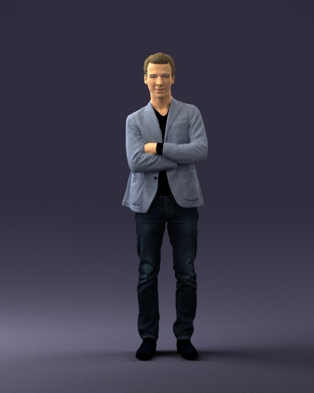 guy in jeans and blue jacket 0374 3d print ready 3D प्रिंट मॉडल .c4d .max .obj .3ds .fbx .stl .blend 