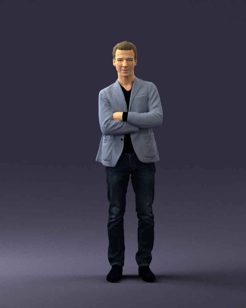 guy in jeans and blue jacket 0374 3d print ready 3D Print Model .c4d .max .obj .3ds .fbx .stl .blend 