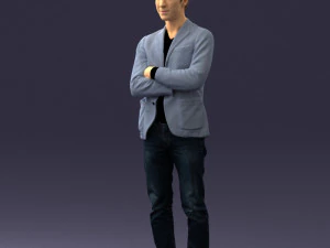 guy in jeans and blue jacket 0374 3d print ready 3D Print Model