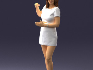 girl in white short dress 0369 3D मॉडल