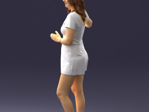 girl in white short dress 0369 3D मॉडल