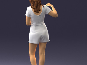 girl in white short dress 0369 3D मॉडल