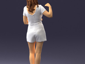 girl in white short dress 0369 3D मॉडल