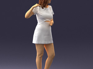 girl in white short dress 0369 3D मॉडल