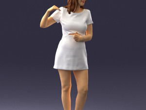 girl in white short dress 0369 3D मॉडल