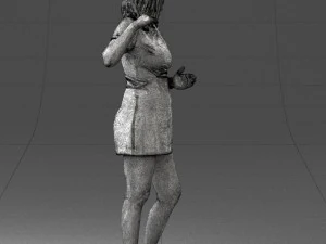 girl in white short dress 0369 3D Model