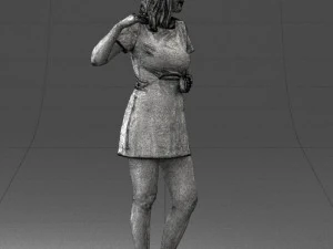girl in white short dress 0369 3D Model