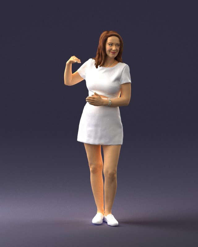 girl in white short dress 0369 3d print ready 3D 프린트 모델 .c4d .max .obj .3ds .fbx .stl .blend 