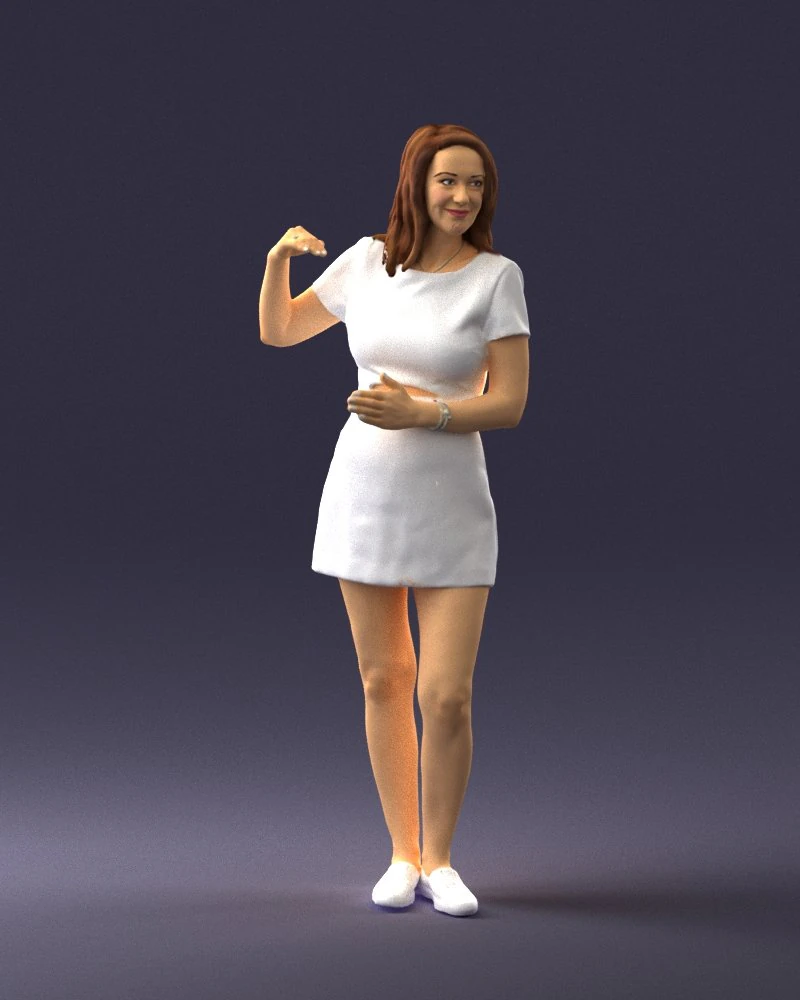 girl in white short dress 0369 3d print ready 3D Print Model .c4d .max .obj .3ds .fbx .stl .blend 
