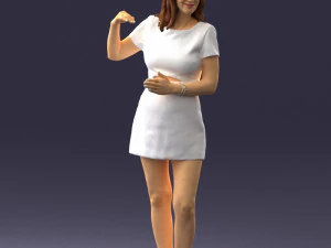 дівчина в білій короткій сукні 0369 3d друк готовий 3D Принт Модель