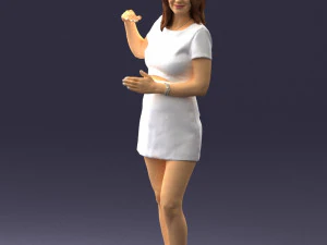 girl in white short dress 0369 3d print ready 3D Print Model