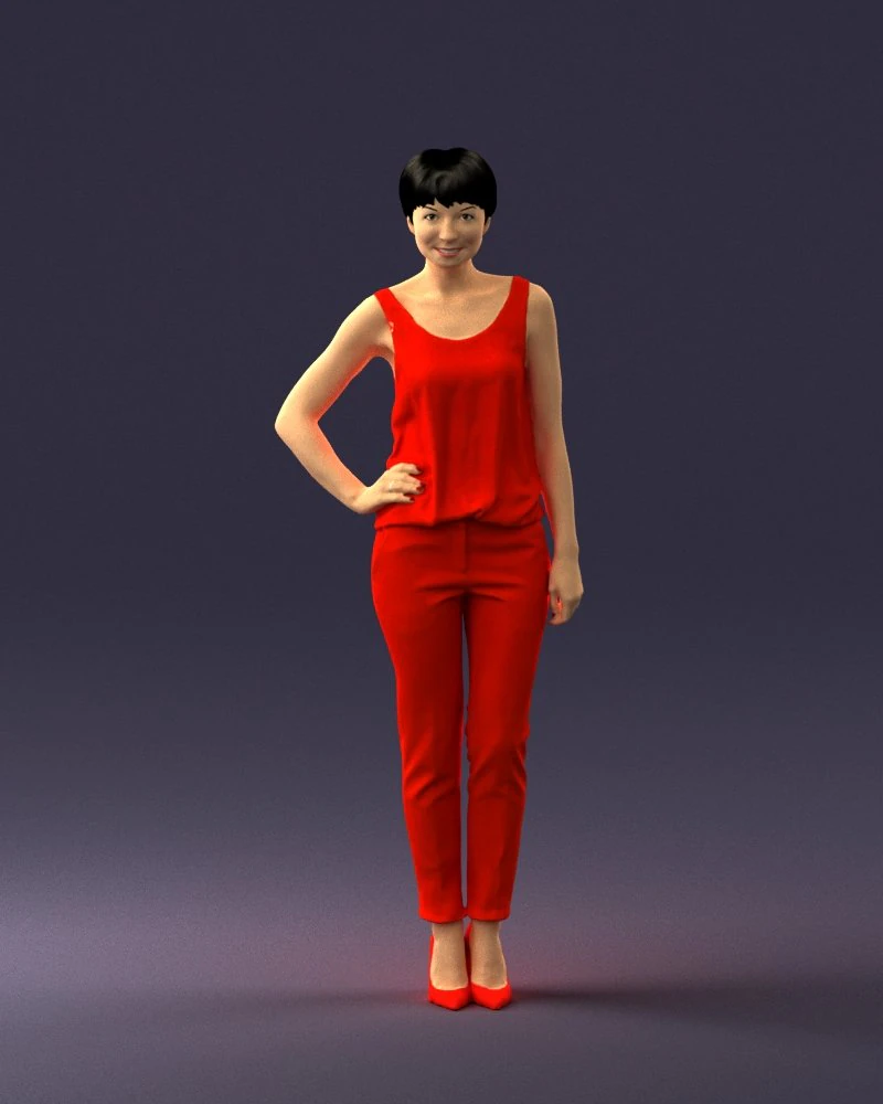 woman in red suit 0365 3D Model .c4d .max .obj .3ds .fbx .stl .blend
