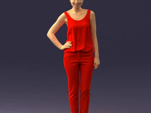 赤いスーツの女性0365 3Dモデル