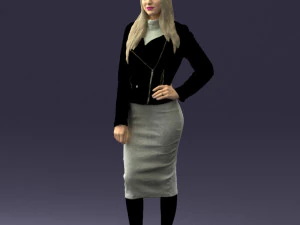 fashion woman in grey skirt 0364 3D Model