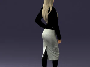 fashion woman in grey skirt 0364 3D Model