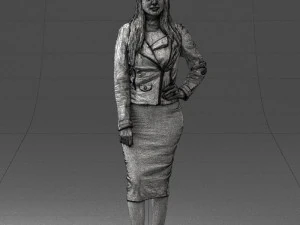 fashion woman in grey skirt 0364 3D Model