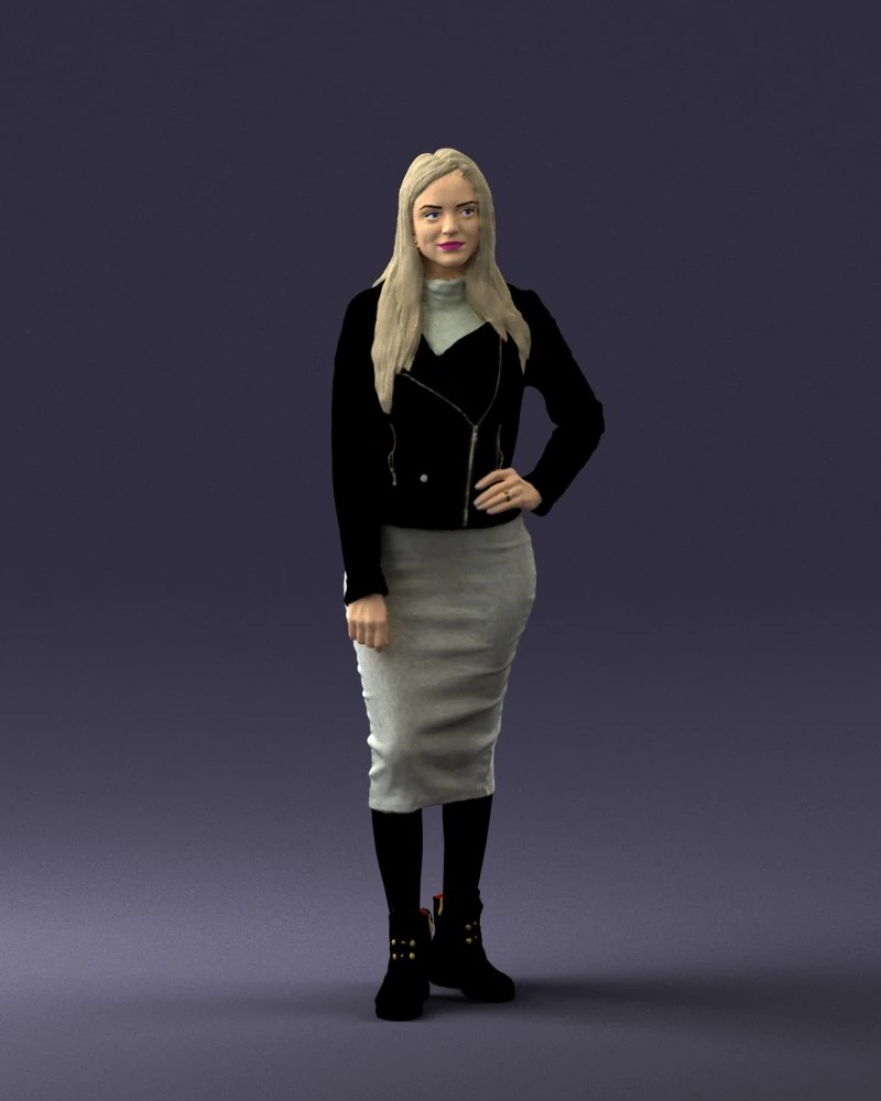 fashion woman in grey skirt 0364 3d print ready 3D Print Model .c4d .max .obj .3ds .fbx .stl .blend 