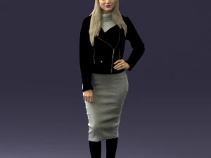 Modefrau im grauen Rock 0364 3D-Druck bereit 3D Druckmodell