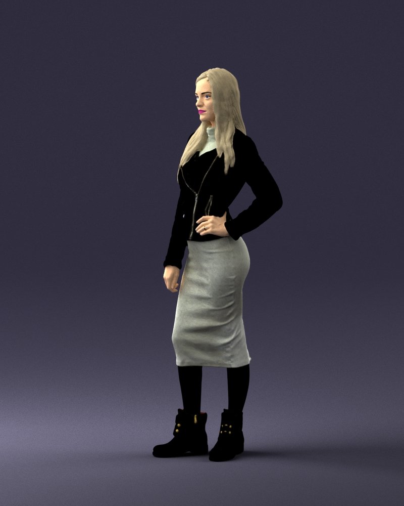fashion woman in grey skirt 0364 3d print ready 3D in 3DExport