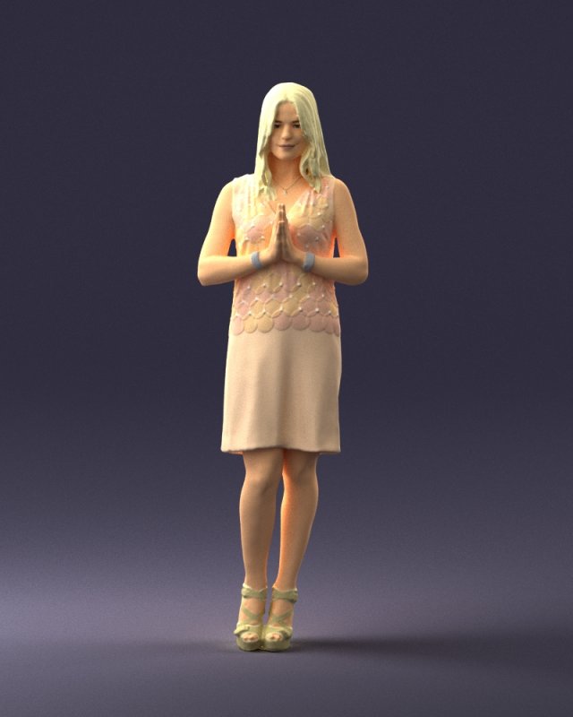 young blonde in prey pose 0361 3D Model .c4d .max .obj .3ds .fbx .stl .blend 