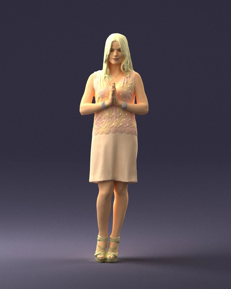 young blonde in prey pose 0361 3D Model .c4d .max .obj .3ds .fbx .stl .blend 