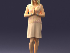 young blonde in prey pose 0361 3D Model