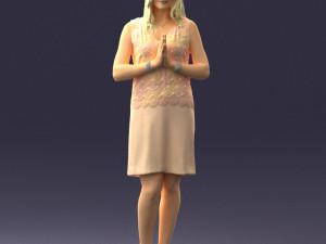 young blonde in prey pose 0361 3D Model