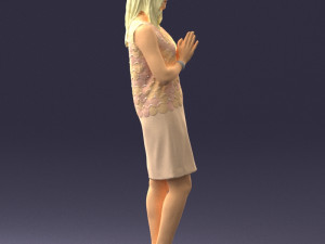 young blonde in prey pose 0361 3D Model
